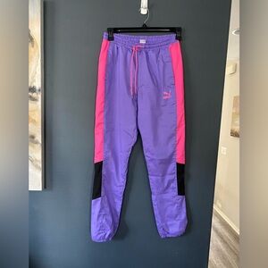 Womens workout pants Puma small retro vintage pants purple pink excerise